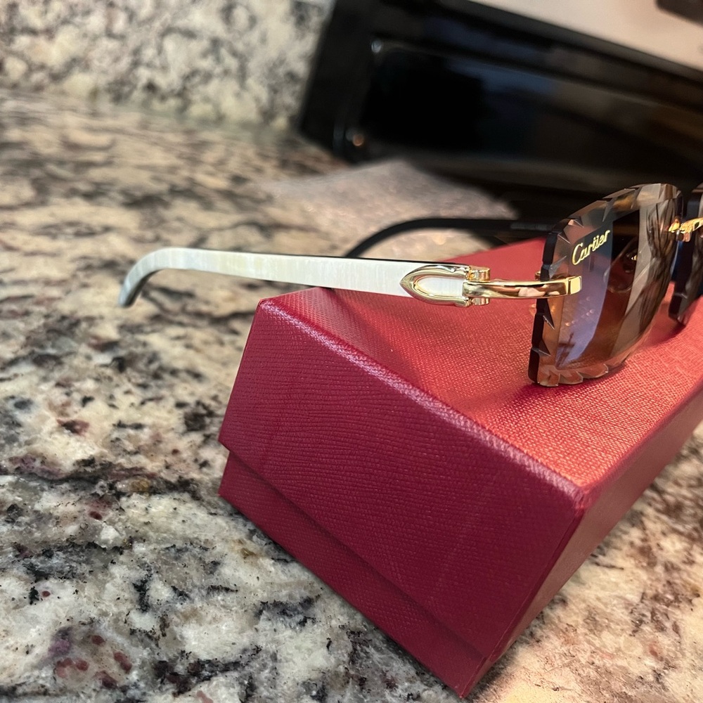 Cartier Buffs Brown Diamond Cut Lenses With Buffalo Horn Sticks